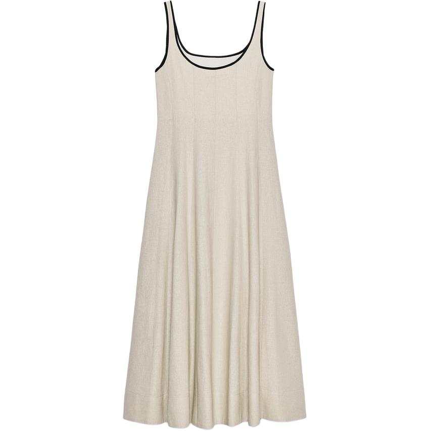 ZARA Sleeveless Dresses Women's Light Beige Moderate Long Skirt