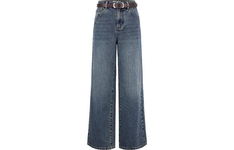 URBAN REVIVO Jeans Women's Blue Thickened Wide Leg Pants