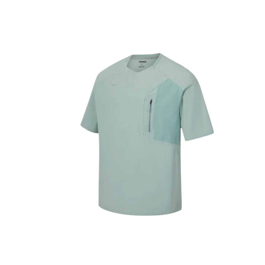 HOKA ONE ONE T Shirts Men's Rosemary Green Crew Neck Moderate