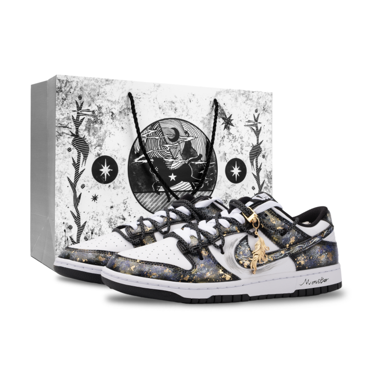 Nike Nike Dunk Monster Lab, Prometheus Slip Resistant Abrasion Resistant Low top Skateboard Shoes Unisex Black Purple Gold