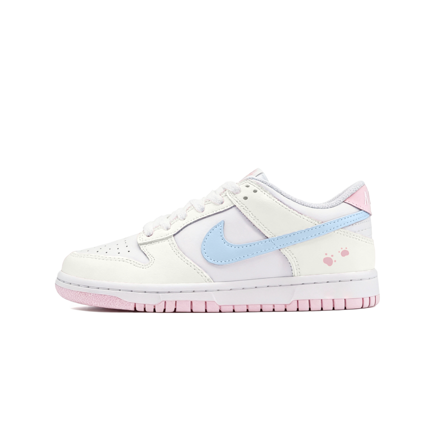 Nike Nike Dunk Blue Tail Butterfly Abrasion Resistant Slip Resistant Low top Kids' Skateboarding Shoes Pink White Teenagers