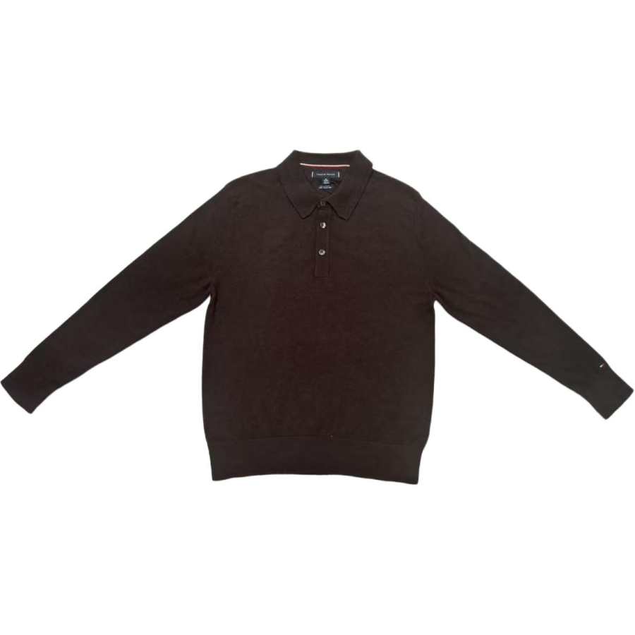 Tommy Hilfiger Sweaters Men's Brown Polo Collar Moderate