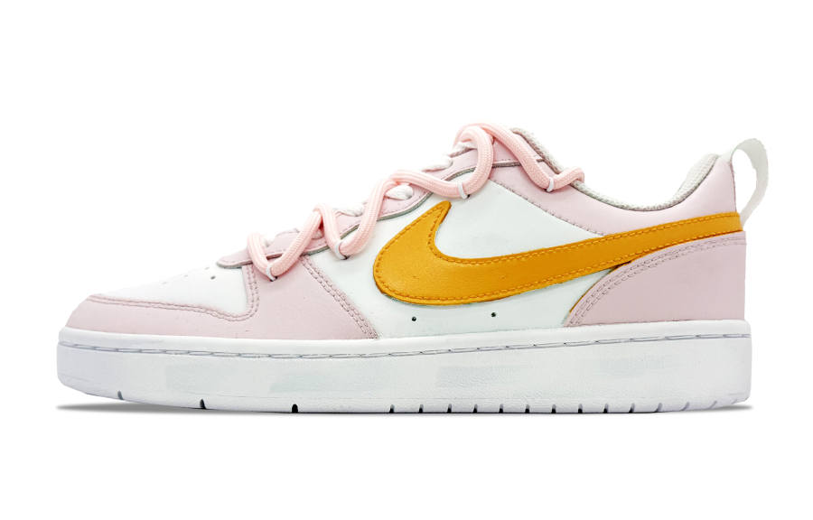 Nike Nike Court Borough LOW2 Leather Cushioning Abrasion Resistant Low top Kids' Skateboarding Shoes Pink Orange Teenagers