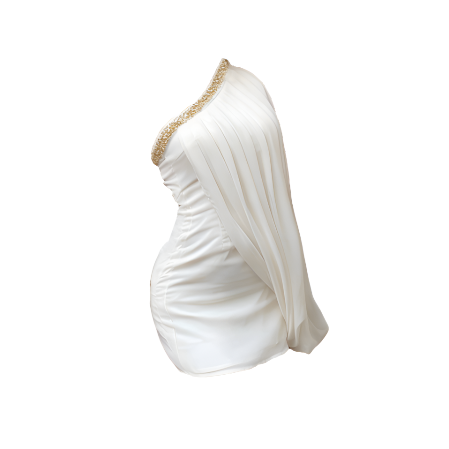 MTHE Sleeveless Dresses Women's Almond Beige Asymmetrical Collar Moderate Short