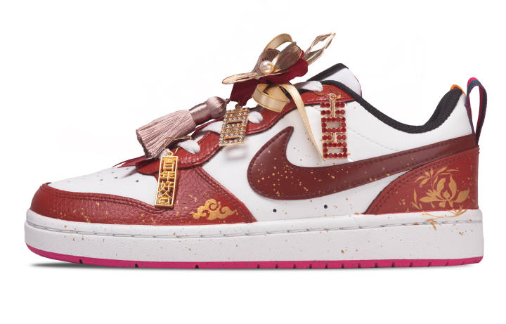 Nike Nike Court Borough 2 Strings And Yangqin Harmonize Abrasion Resistant Low top Skateboard Shoes Women's Red Gold