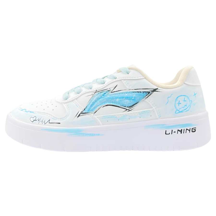 Li-Ning Li Ning Floating Boat Spring Summer Graffiti White Sneakers Height Increasing Lightweight Breathable Slip Resistant