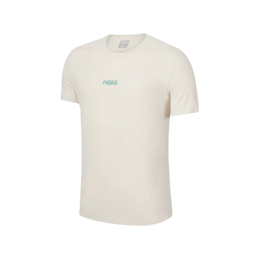 HOKA ONE ONE T Shirts Men's Egg Shell Yellow Crew Neck Moderate