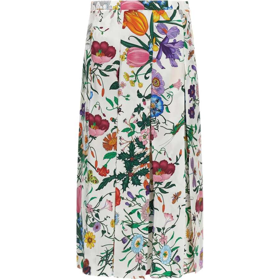Gucci Pleated Floral Print Skirt