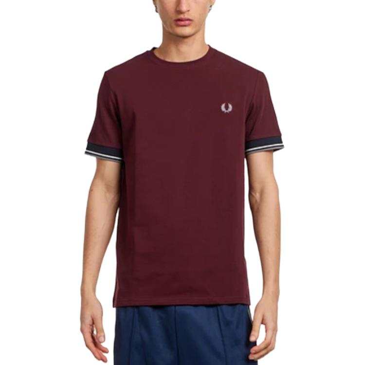 FRED PERRY T Shirts Men's Burgundy Crew Neck