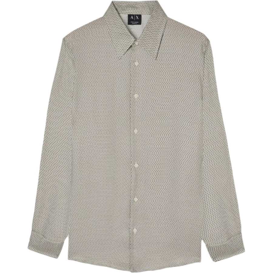 ARMANI EXCHANGE Shirts Men's Taupe Lapel Moderate