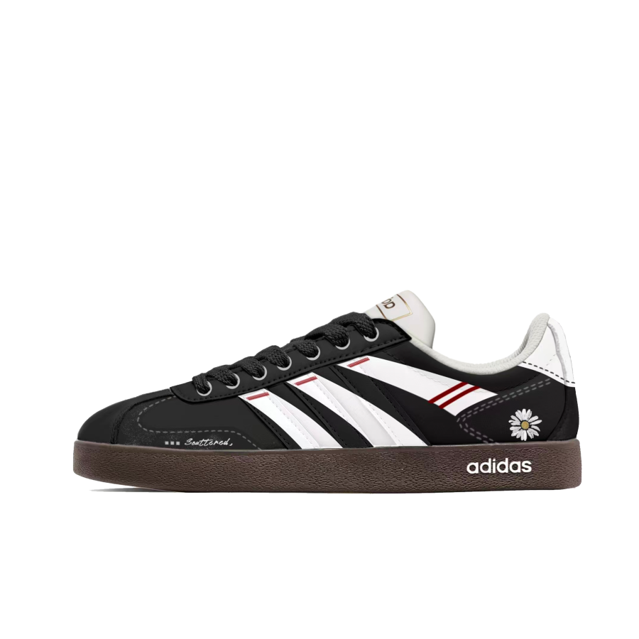 Adidas Adidas VL COURT 2.0 IC77 Daisy Shadow Abrasion Resistant Slip Resistant Low top Skateboard Shoes Unisex Black White