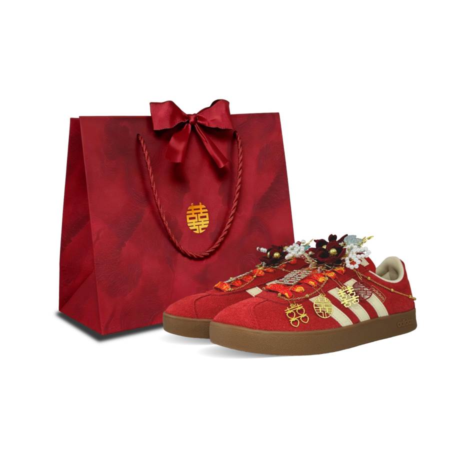 Adidas Adidas Vl Court Classic Love Chain Suede Low top Skateboard Shoes Unisex Red