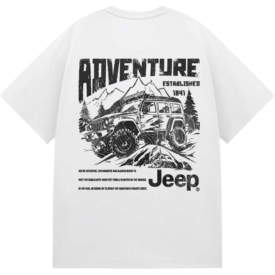 Jeep Fashion Sports Collection T Shirts Men's Crew Neck Thin Straight Fit