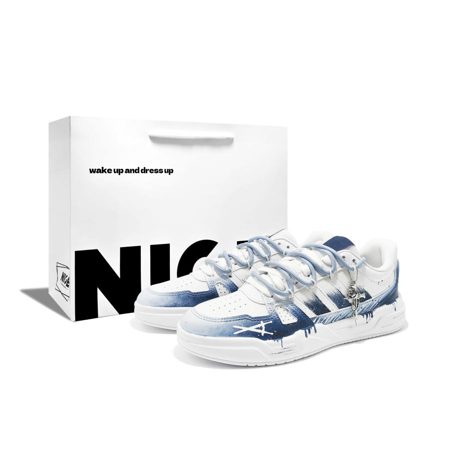 Adidas Adidas LITE BALLER Glacier R Pu Slip Resistant Cushioning Abrasion Resistant Low top Skateboard Shoes Unisex White Blue
