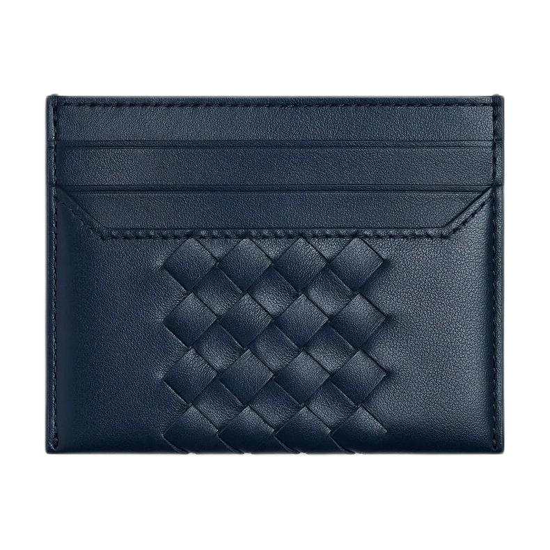 Bottega Veneta Intrecciato Calfskin Card Holder Men's Neptune Blue