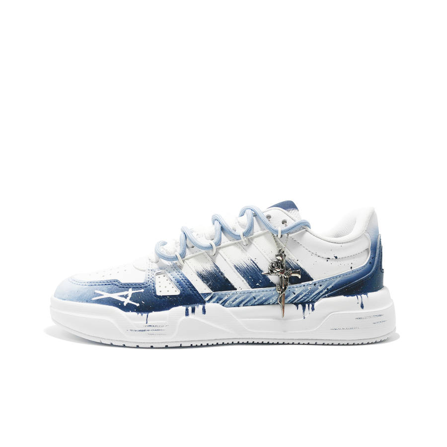 Adidas Adidas LITE BALLER Glacier Pu Slip Resistant Cushioning Abrasion Resistant Low top Skateboard Shoes Unisex White Blue