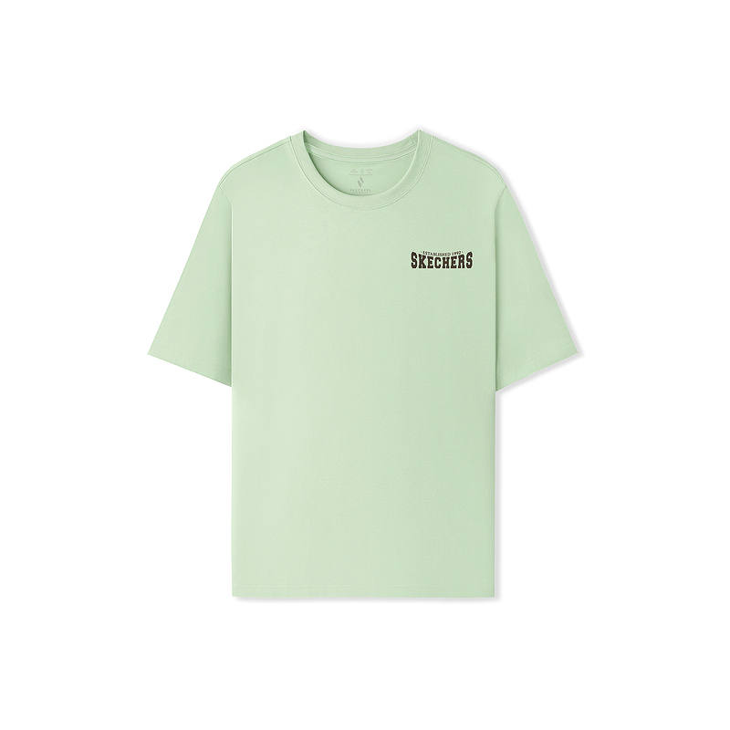 Skechers T Shirts Unisex Lily Green/0215 Crew Neck Moderate