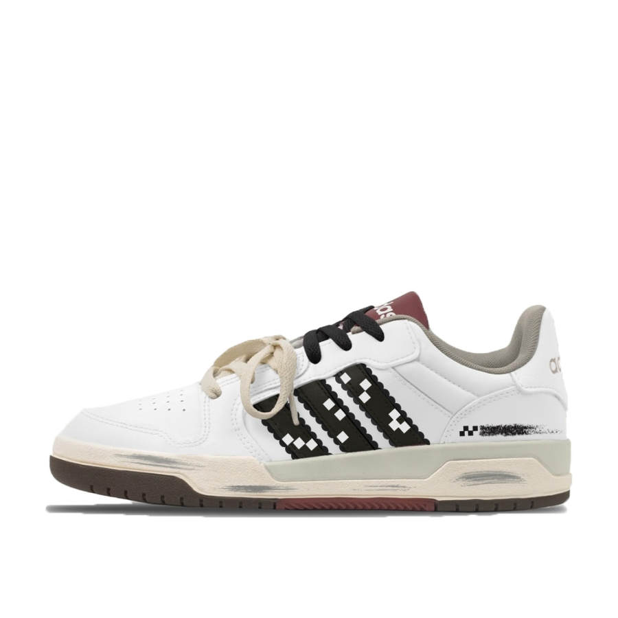 Adidas Adidas ENTRAP White Plaid Artificial Leather Lightweight Breathable Low top Skateboard Shoes Unisex Black White