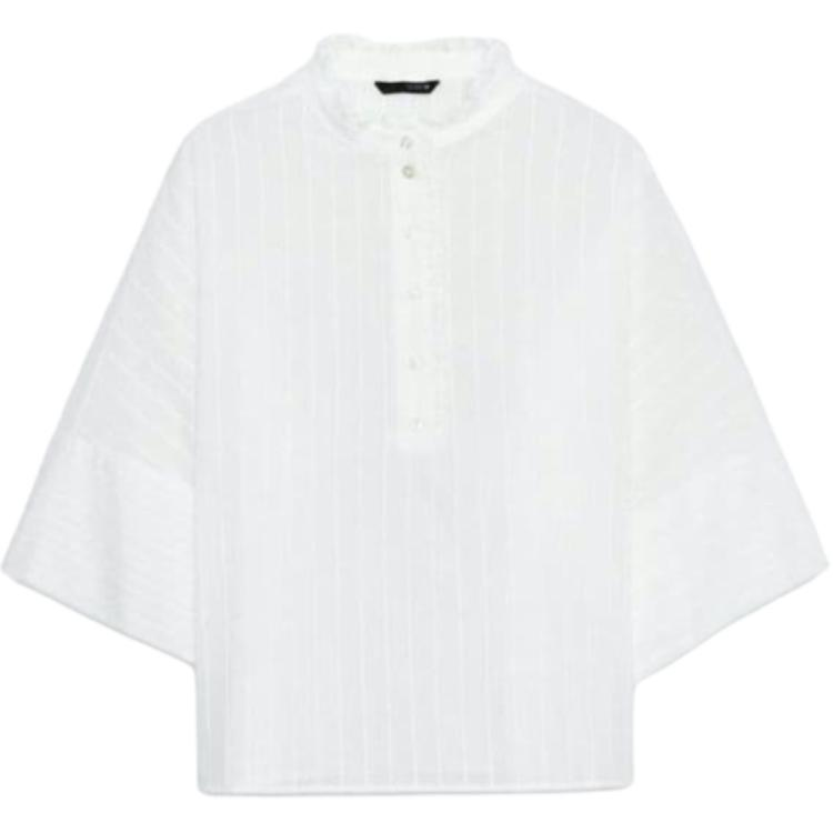 ZARA Shirts Women's White Ruffle Collar