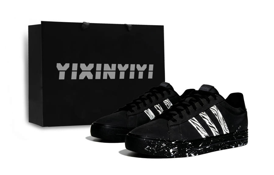 Adidas Adidas Daily Zebra Print Abrasion Resistant Slip Resistant Low top Skateboard Shoes Unisex Black