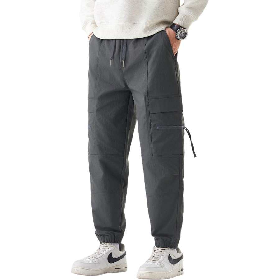 Tonlion Casual Pants Unisex Moderate Cuffed Pants