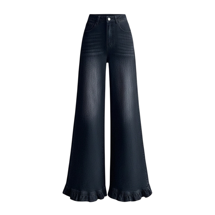 Sugarfunk Jeans Women's Black Gray Color Moderate Wide Leg Pants