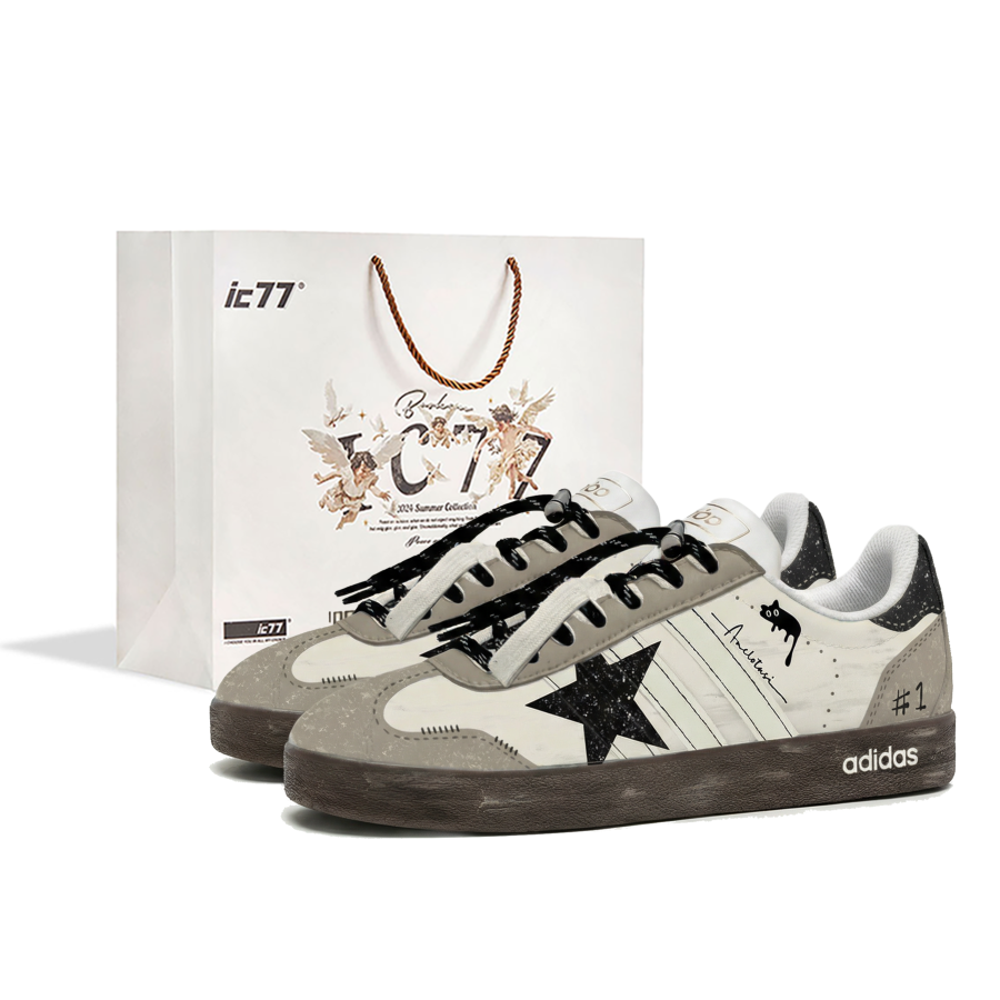 Adidas Adidas VL COURT 2.0 IC77 Ragdoll Cat, Box Abrasion Resistant Slip Resistant Low top Skateboard Shoes Unisex Black White
