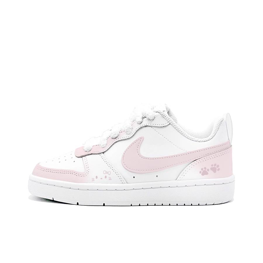 Nike Nike Court Borough 2 Milk Candies Meibie Manufacturing Leather Cushioning Abrasion Resistant Slip Resistant Low top