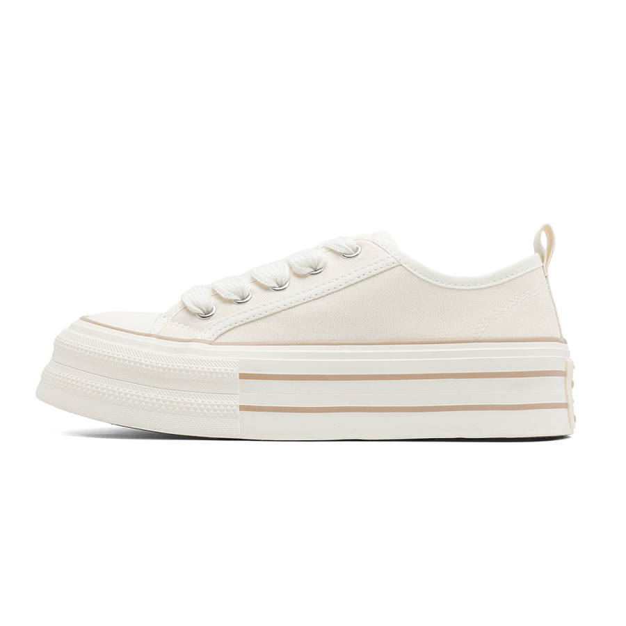 DEERWAY Lightweight Breathable Low top Canvas Shoes Women's Beige