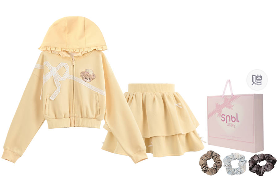 SNBL Two Piece Skirt Sets Women's Hooded Moderate Short