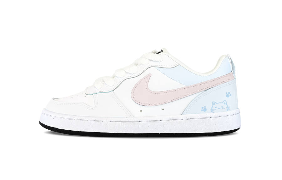 Nike Nike Court Borough Alice Synthetic Leather Abrasion Resistant Low top Kids' Skateboarding Shoes Blue Pink Teenagers
