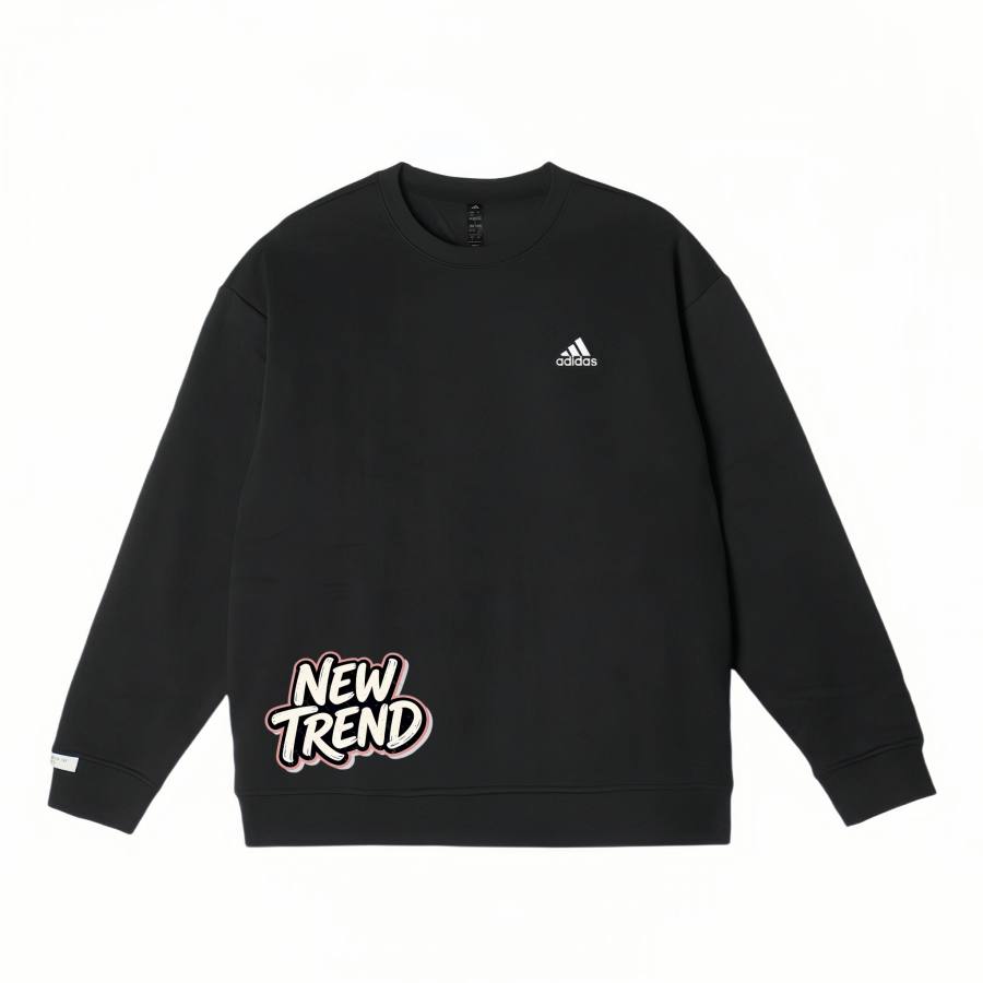 Adidas Adidas LABEL NEW Letter Print Comfortable Minimalist Style Classic Casual Crew Neck Fleece Lined Sports Sweatshirt