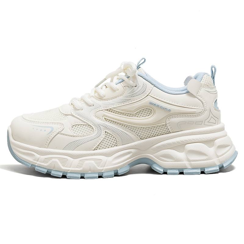 Warrior Abrasion Resistant Breathable Lightweight Height Increasing Low top Chunky Sneakers Women's Beige Light Blue