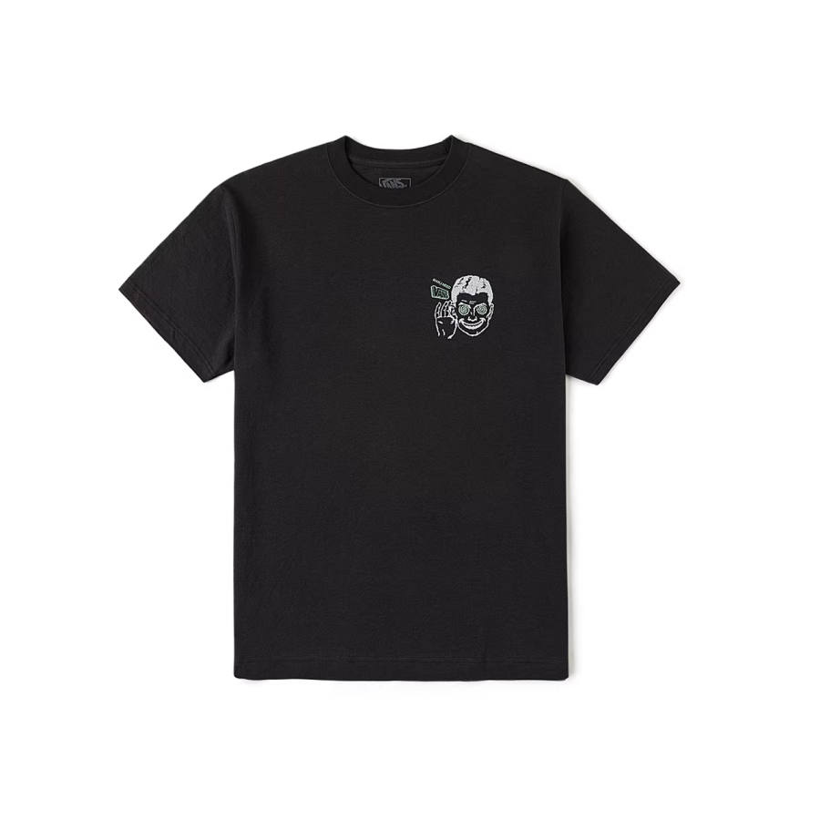 Vans T Shirts Unisex Black Crew Neck Thin Straight Fit