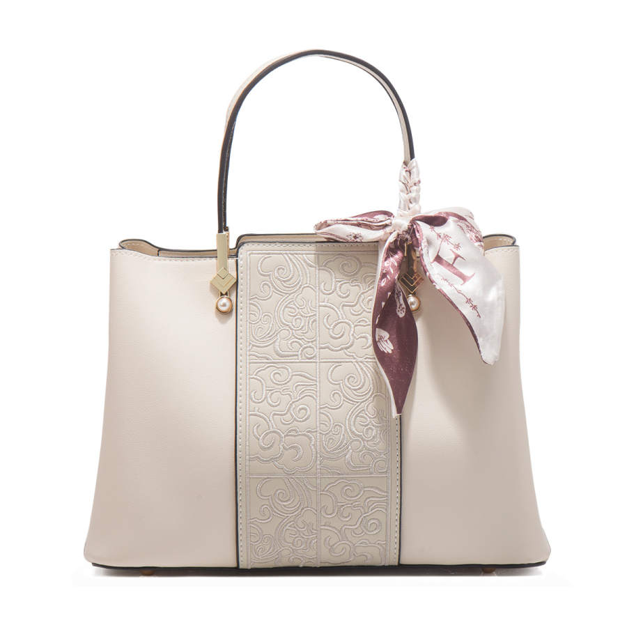 PAYOT Synthetic Leather Tote Handbag Regular Women's Ecru