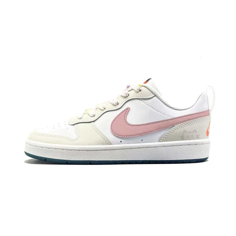 Nike Nike Court Borough 2 Pink Cloud White Powder Leather Slip Resistant Cushioning Low top Kids' Skateboarding Shoes