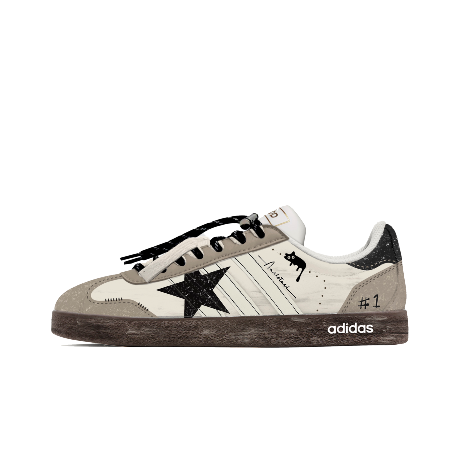 Adidas Adidas VL COURT 2.0 IC77 Plush Cat Abrasion Resistant Slip Resistant Low top Skateboard Shoes Unisex Black White