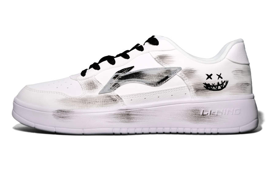 Li-Ning Li Ning Floating Boat Black White Stranger Synthetic Leather Low top Skateboard Shoes Men's White