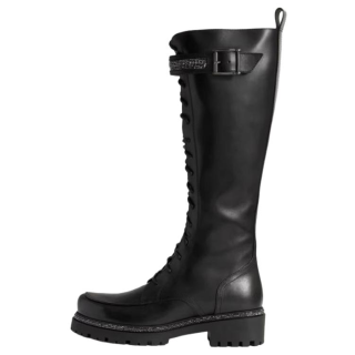 RENE CAOVILLA Leather Knee High Combat Boots Women's Black