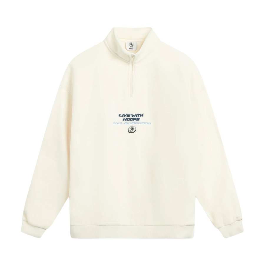 Li-Ning Li Ning Sweatshirts Men's Ecru Stand Collar Moderate Regular