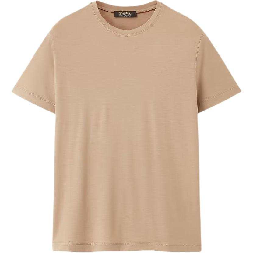 Loro Piana T Shirts Men's Sandy Beige Crew Neck Moderate Straight Fit