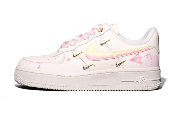 Nike Nike Air Force 1 Nebula Falling Note Abrasion Resistant Slip Resistant Low top Skateboard Shoes Women's White