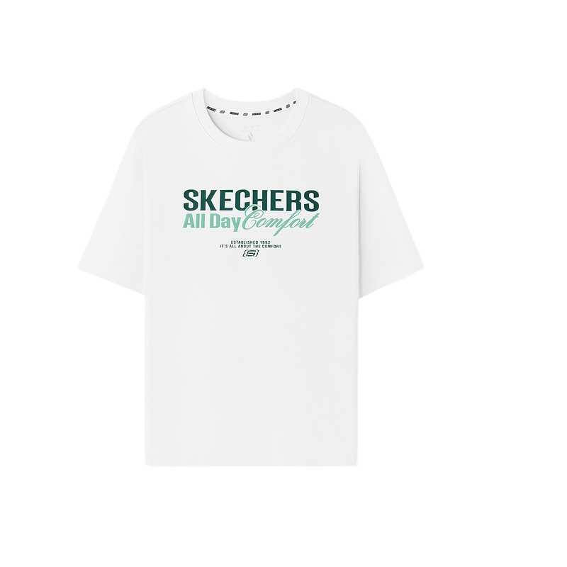 Skechers T Shirts Men's Bright White 0019 Crew Neck Moderate