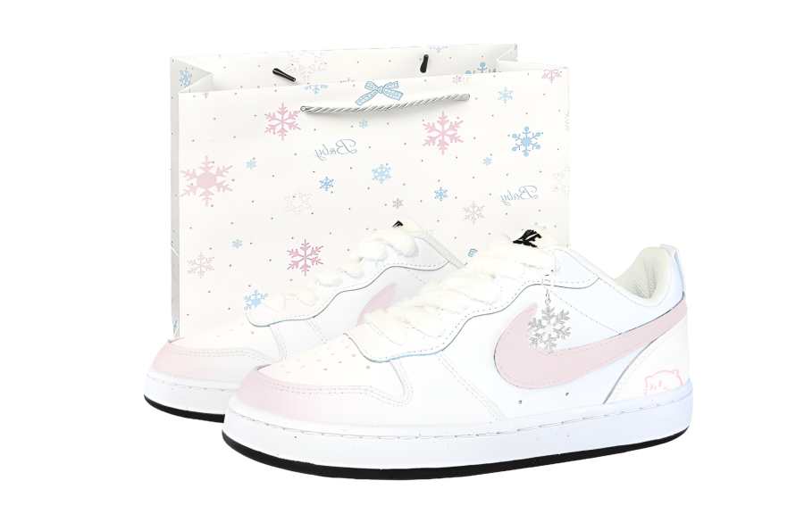 Nike Nike Court Borough Lychee Berry Synthetic Leather Abrasion Resistant Low top Kids' Skateboarding Shoes Pink White