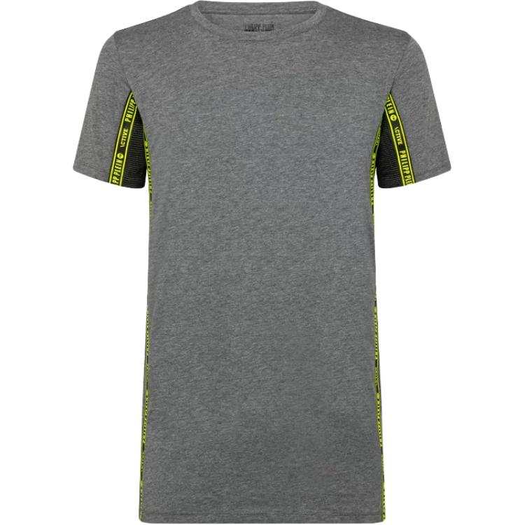 PHILIPP PLEIN T Shirts Men's Gray Crew Neck Moderate Straight Fit