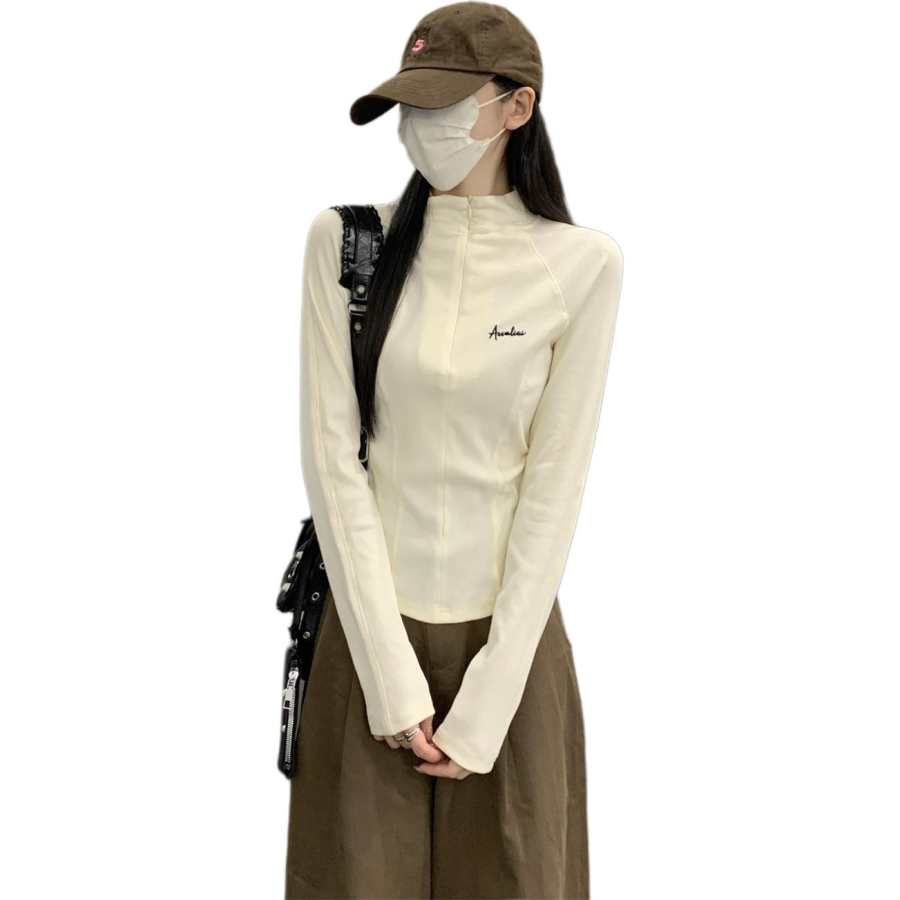VENICEW T Shirts Women's Half Turtleneck Thin Straight Fit