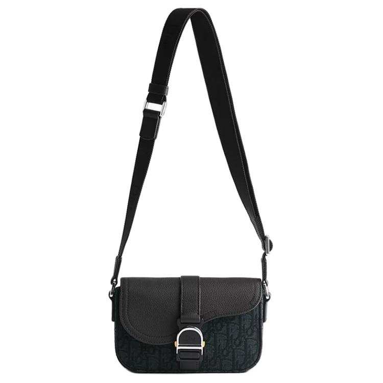 DIOR Cotton With Cow Leather Messenger Bag Crossbody Bag Mini Men's Black