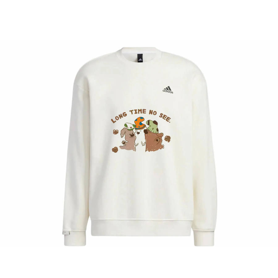 Adidas Adidas LABEL Sweatshirts Unisex White Crew Neck Moderate