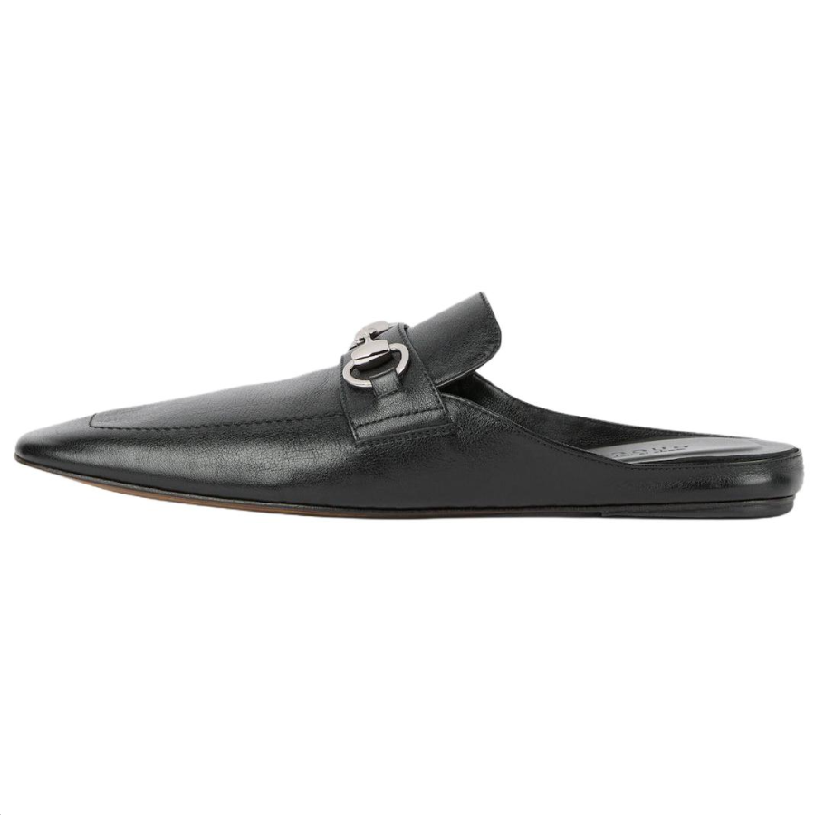 GUCCI Horsebit Closed Toe Slippers Women's Black
