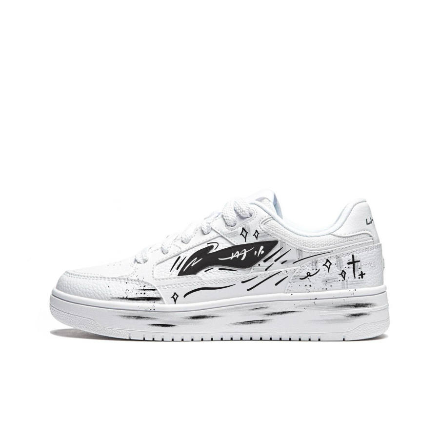 Li-Ning Li Ning Tianji Black White Weightlessness Synthetic Leather Abrasion Resistant Slip Resistant Low top Skateboard Shoes